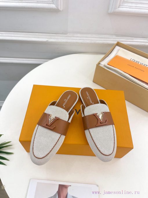LV 2024 Early Autumn New Top Edition, featuring LV CAPRI flat bottomed open heel loafers andgut6ylxx