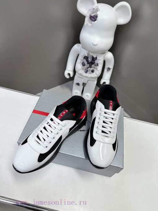 Prada Top Edition SneakersImported fly woven fabric with stitched patent leather on the uppe8e3nonkj - Image 5