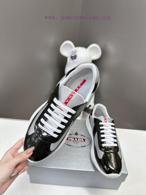 Prada Top Edition SneakersImported fly woven fabric with stitched patent leather on the uppek3v02fde - Image 4