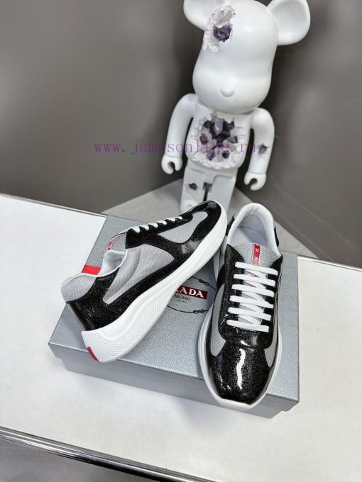 Prada Top Edition SneakersImported fly woven fabric with stitched patent leather on the uppek3v02fde - Image 5