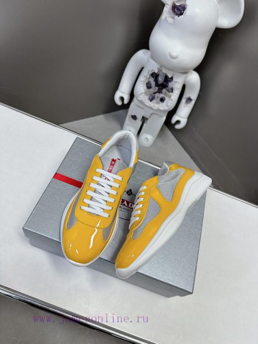 Prada Top Edition SneakersImported fly woven fabric with stitched patent leather on the uppemok4by0l - Image 4