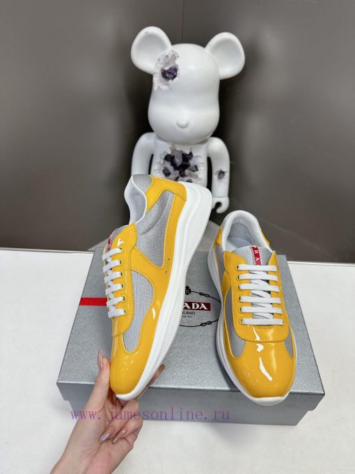 Prada Top Edition SneakersImported fly woven fabric with stitched patent leather on the uppemok4by0l - Image 5