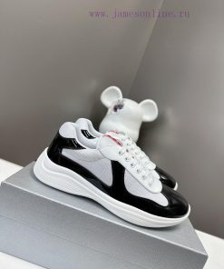 Prada Top Edition SneakersImported fly woven fabric with stitched patent leather on the uppe2324y7ab