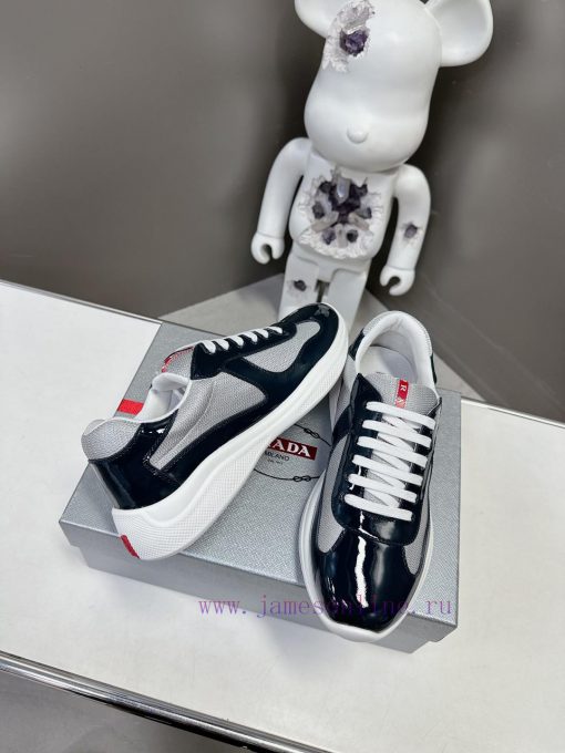Prada Top Edition SneakersImported fly woven fabric with stitched patent leather on the uppera5vyvtj - Image 4