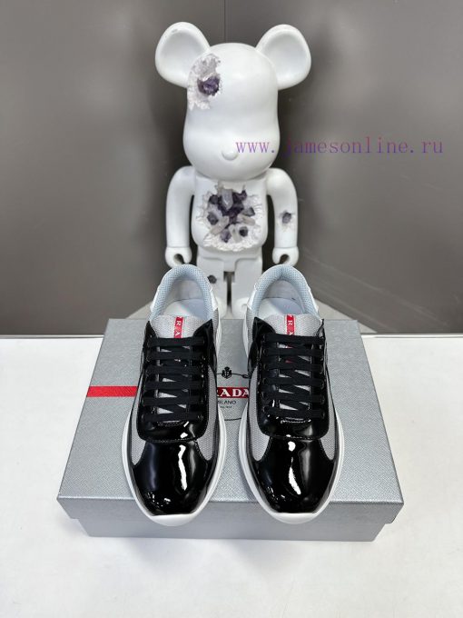Prada Top Edition SneakersImported fly woven fabric with stitched patent leather on the upped0b3hsf9 - Image 3