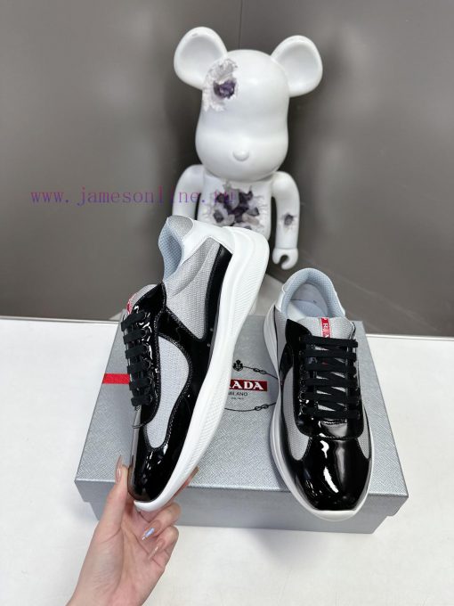 Prada Top Edition SneakersImported fly woven fabric with stitched patent leather on the upped0b3hsf9 - Image 4