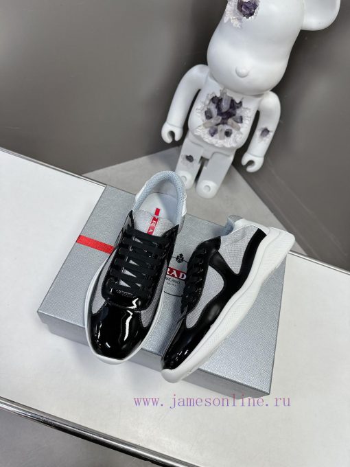 Prada Top Edition SneakersImported fly woven fabric with stitched patent leather on the upped0b3hsf9 - Image 5