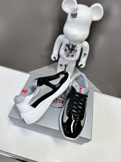 Prada Top Edition SneakersImported fly woven fabric with stitched patent leather on the upped0b3hsf9 - Image 6