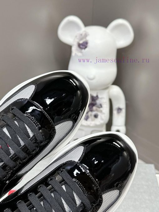 Prada Top Edition SneakersImported fly woven fabric with stitched patent leather on the upped0b3hsf9 - Image 7