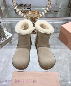 MiuMiu 2024 Autumn/Winter Fashion Style Strapped Wool Short Boots Snow Boots Fury ShoesFrequrfbv4bos