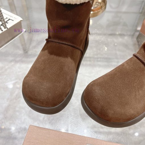 MiuMiu 2024 Autumn/Winter Fashion Style Strapped Wool Short Boots Snow Boots Fury ShoesFrequvc4r7n9r - Image 8