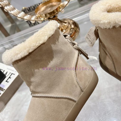 MiuMiu 2024 Autumn/Winter Fashion Style Strapped Wool Short Boots Snow Boots Fury ShoesFrequrfbv4bos - Image 7
