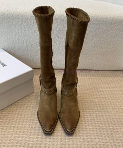 Celin * 24ss autumn and winter new product retro thick heel Chelsea pointed iron buckle longhn3tl12k