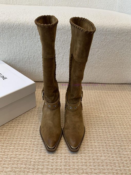 Celin * 24ss autumn and winter new product retro thick heel Chelsea pointed iron buckle longhn3tl12k