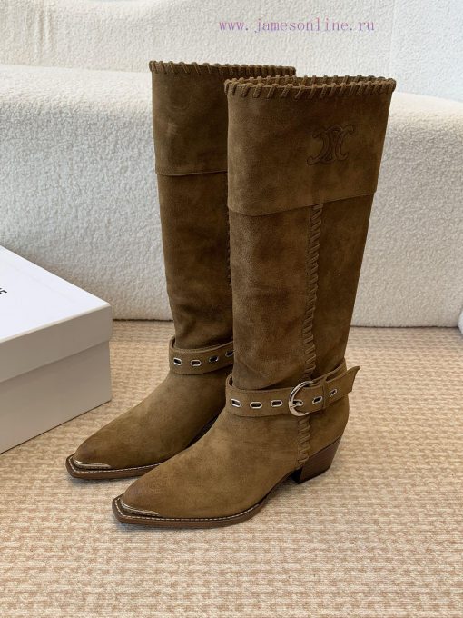 Celin * 24ss autumn and winter new product retro thick heel Chelsea pointed iron buckle longhn3tl12k - Image 4