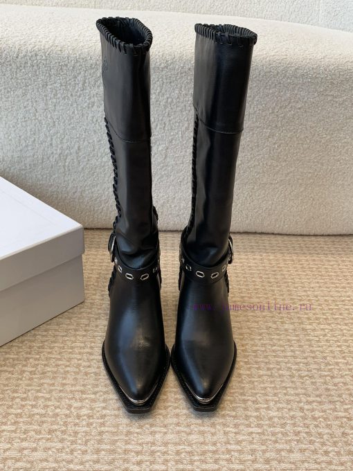 Celin * 24ss autumn and winter new product retro thick heel Chelsea pointed iron buckle longd4biedl6 - Image 2