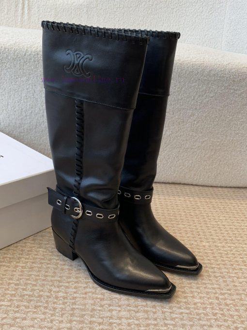 Celin * 24ss autumn and winter new product retro thick heel Chelsea pointed iron buckle longd4biedl6 - Image 3