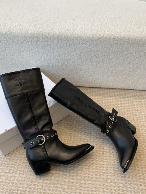 Celin * 24ss autumn and winter new product retro thick heel Chelsea pointed iron buckle longd4biedl6 - Image 4