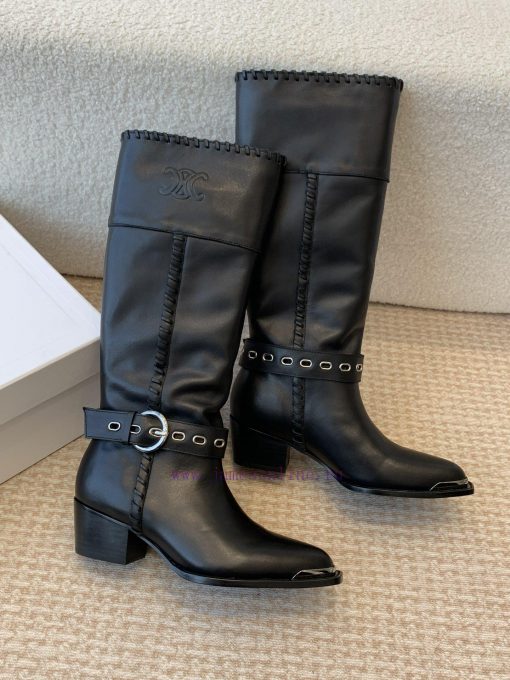 Celin * 24ss autumn and winter new product retro thick heel Chelsea pointed iron buckle longd4biedl6 - Image 5