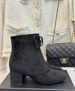 Chanel | Chanel Classic Autumn/Winter Bow Pair C Coarse Heel Short Boots~The classic double-6qyuz0r1