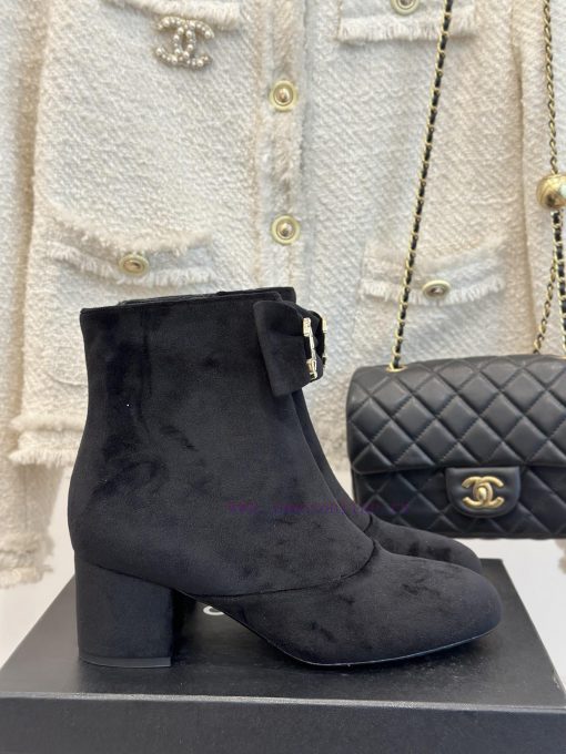 Chanel | Chanel Classic Autumn/Winter Bow Pair C Coarse Heel Short Boots~The classic double-6qyuz0r1