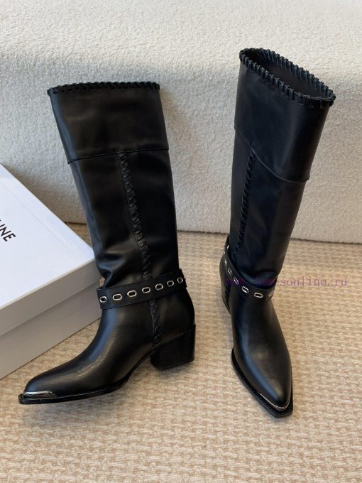 Celin * 24ss autumn and winter new product retro thick heel Chelsea pointed iron buckle longd4biedl6 - Image 6