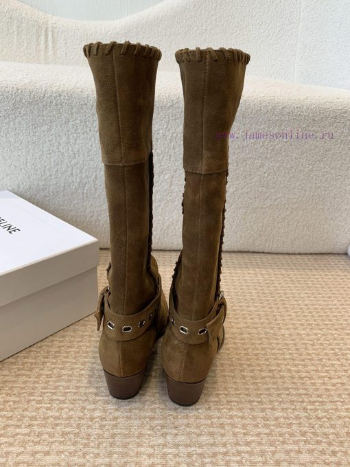 Celin * 24ss autumn and winter new product retro thick heel Chelsea pointed iron buckle longhn3tl12k - Image 9