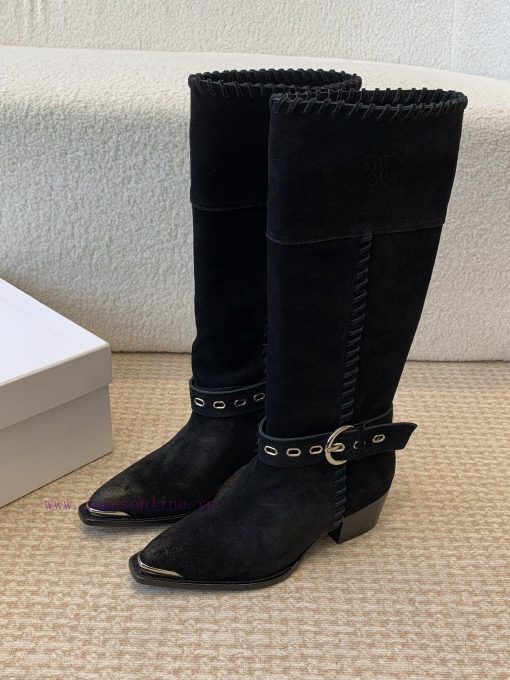 Celin * 24ss autumn and winter new product retro thick heel Chelsea pointed iron buckle long7gkmhcco - Image 5