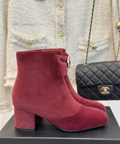 Chanel | Chanel Classic Autumn/Winter Bow Pair C Coarse Heel Short Boots~The classic double-u6tvsqrb