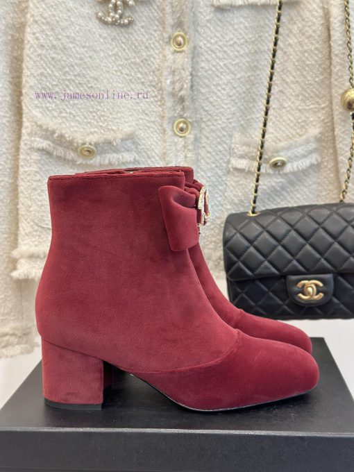Chanel | Chanel Classic Autumn/Winter Bow Pair C Coarse Heel Short Boots~The classic double-u6tvsqrb