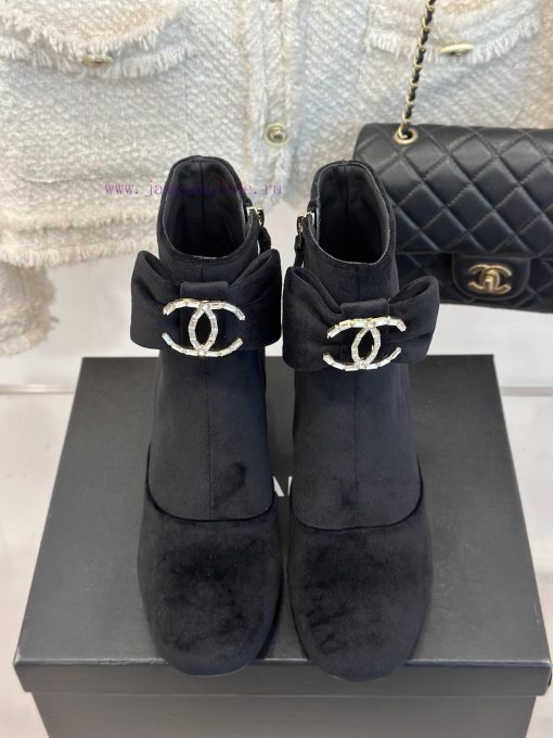 Chanel | Chanel Classic Autumn/Winter Bow Pair C Coarse Heel Short Boots~The classic double-6qyuz0r1 - Image 5