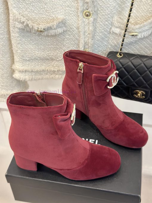 Chanel | Chanel Classic Autumn/Winter Bow Pair C Coarse Heel Short Boots~The classic double-u6tvsqrb - Image 4