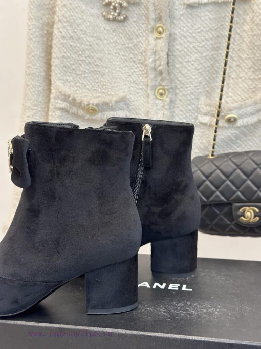 Chanel | Chanel Classic Autumn/Winter Bow Pair C Coarse Heel Short Boots~The classic double-6qyuz0r1 - Image 7