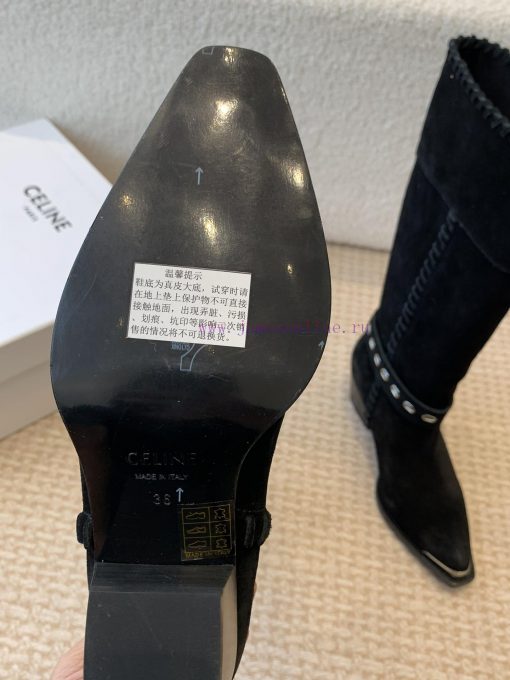 Celin * 24ss autumn and winter new product retro thick heel Chelsea pointed iron buckle long7gkmhcco - Image 10