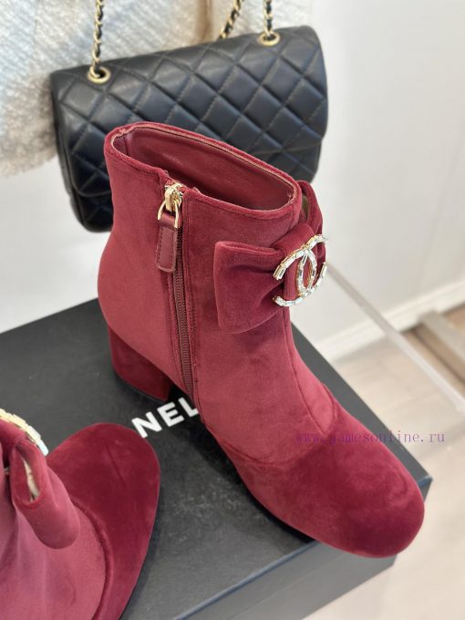 Chanel | Chanel Classic Autumn/Winter Bow Pair C Coarse Heel Short Boots~The classic double-u6tvsqrb - Image 6