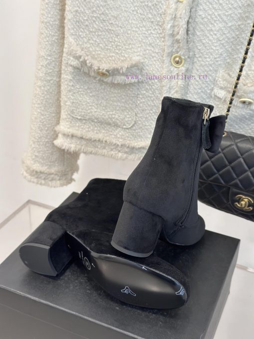Chanel | Chanel Classic Autumn/Winter Bow Pair C Coarse Heel Short Boots~The classic double-6qyuz0r1 - Image 10