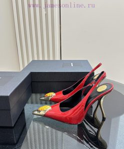 YSL Saint LaurentSS2024 New Product Metal Head Big Gemstone Elegant and Atmospheric High Heeponqvjip