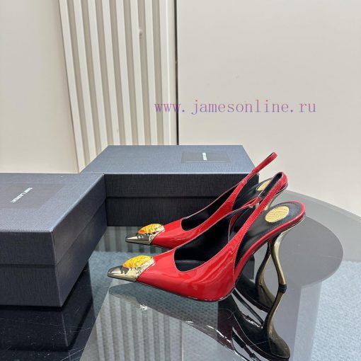 YSL Saint LaurentSS2024 New Product Metal Head Big Gemstone Elegant and Atmospheric High Heeponqvjip - Image 2