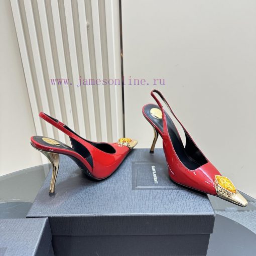 YSL Saint LaurentSS2024 New Product Metal Head Big Gemstone Elegant and Atmospheric High Heeponqvjip - Image 6