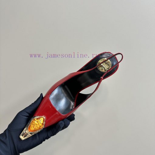 YSL Saint LaurentSS2024 New Product Metal Head Big Gemstone Elegant and Atmospheric High Heeponqvjip - Image 9