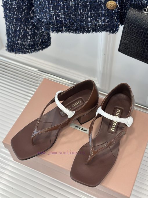 MIU MIU 25S Early Spring New ProductStray heeled sandals with tight heels for fashion showsEurhswjar - Image 3