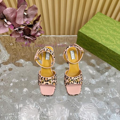 The new 2024 spring/summer GUCCI leopard print horsehair Gucci water platform coarse heel hof3br3e9z - Image 5