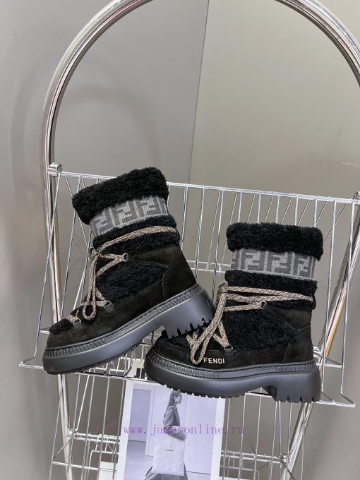 FENDI round toe apr è s-ski snow bootsThe boot surface and barrel are made of imported whiteo2wwehav - Image 7
