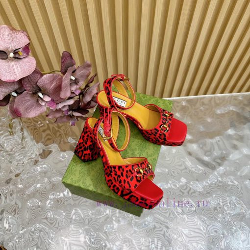 The new 2024 spring/summer GUCCI leopard print horsehair Gucci water platform coarse heel how0wn76en - Image 3