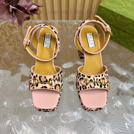 The new 2024 spring/summer GUCCI leopard print horsehair Gucci water platform coarse heel hof3br3e9z - Image 6