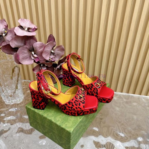 The new 2024 spring/summer GUCCI leopard print horsehair Gucci water platform coarse heel how0wn76en - Image 4