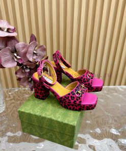 The new 2024 spring/summer GUCCI leopard print horsehair Gucci water platform coarse heel ho792yui44