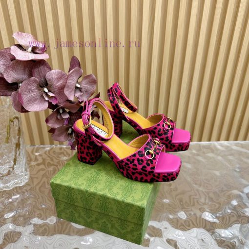 The new 2024 spring/summer GUCCI leopard print horsehair Gucci water platform coarse heel ho792yui44 - Image 2