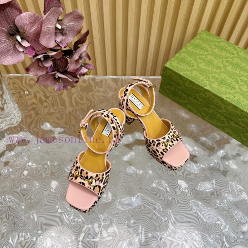 The new 2024 spring/summer GUCCI leopard print horsehair Gucci water platform coarse heel hof3br3e9z - Image 8