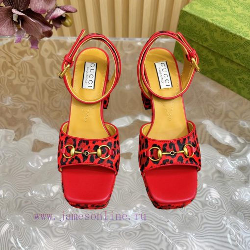 The new 2024 spring/summer GUCCI leopard print horsehair Gucci water platform coarse heel how0wn76en - Image 6